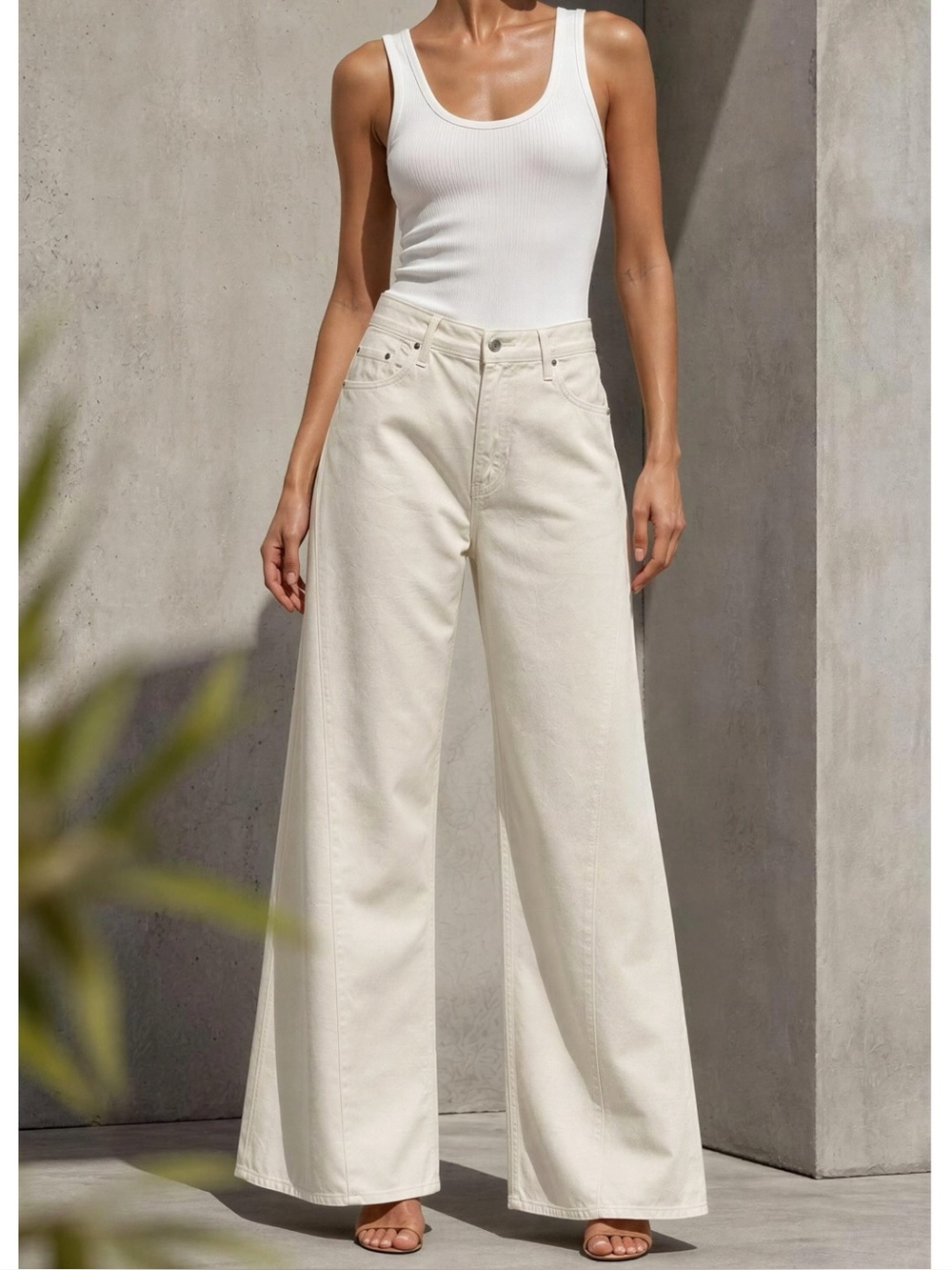 MOTHER Lil Lemon Twist Sneak High Waist Flare Leg Jeans, Natural, 28”